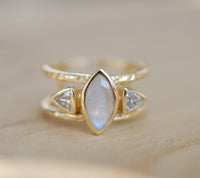Moonstone & White Topaz Ring * Gold Vermeil Ring * Statement Ring *Gemstone Ring * Labradorite * Bridal Ring *Wedding Ring  * BJR149
