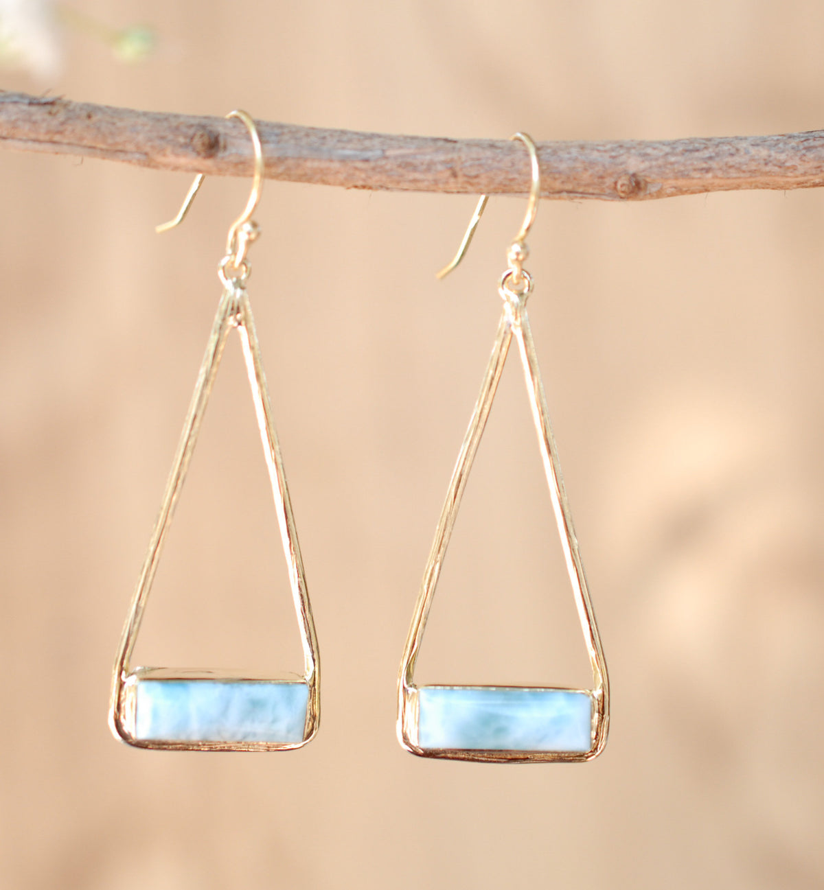 Marina Earrings * Larimar * Gold Plated 18k or Silver Plated * BJE008A