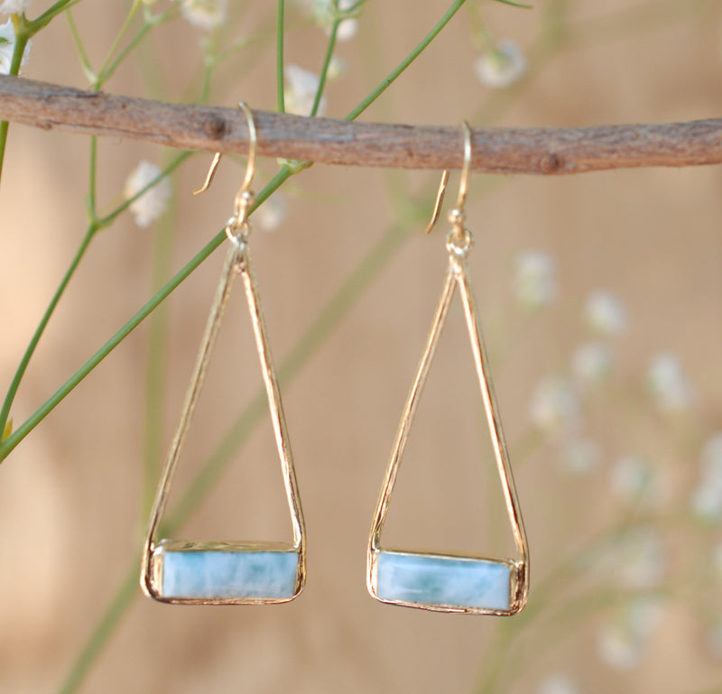 Marina Earrings * Larimar * Gold Plated 18k or Silver Plated * BJE008A