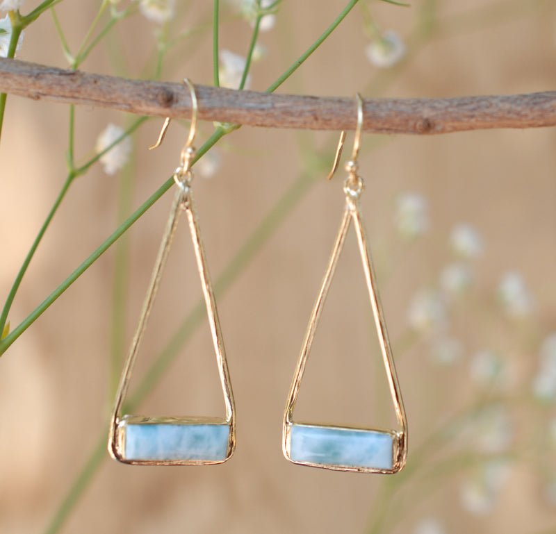 Marina Earrings * Larimar * Gold Plated 18k or Silver Plated * BJE008B
