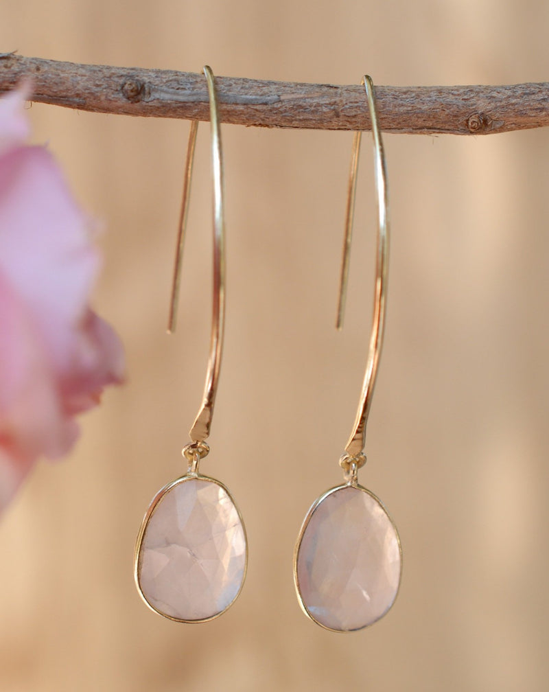 Camila Earrings * Rose Quartz * Gold Plated 18k * BJE083