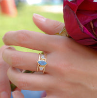 Labradorite & White Topaz Ring * Gold Vermeil Ring * Statement Ring *Gemstone Ring * Labradorite * Bridal Ring *Wedding Ring  * BJR146