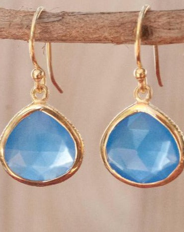Lihue Earrings * Blue Chalcedony * Gold Plated 18k or Sterling Silver 925 * BJE067A