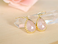 Skye Earrings * Rose Quartz * Gold Plated 18k * BJE014