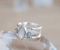 Moonstone & White Topaz Ring * Sterling Silver Ring * Statement Ring * Gemstone Ring *  Bridal Ring * Wedding Ring * Organic Ring * BJR150