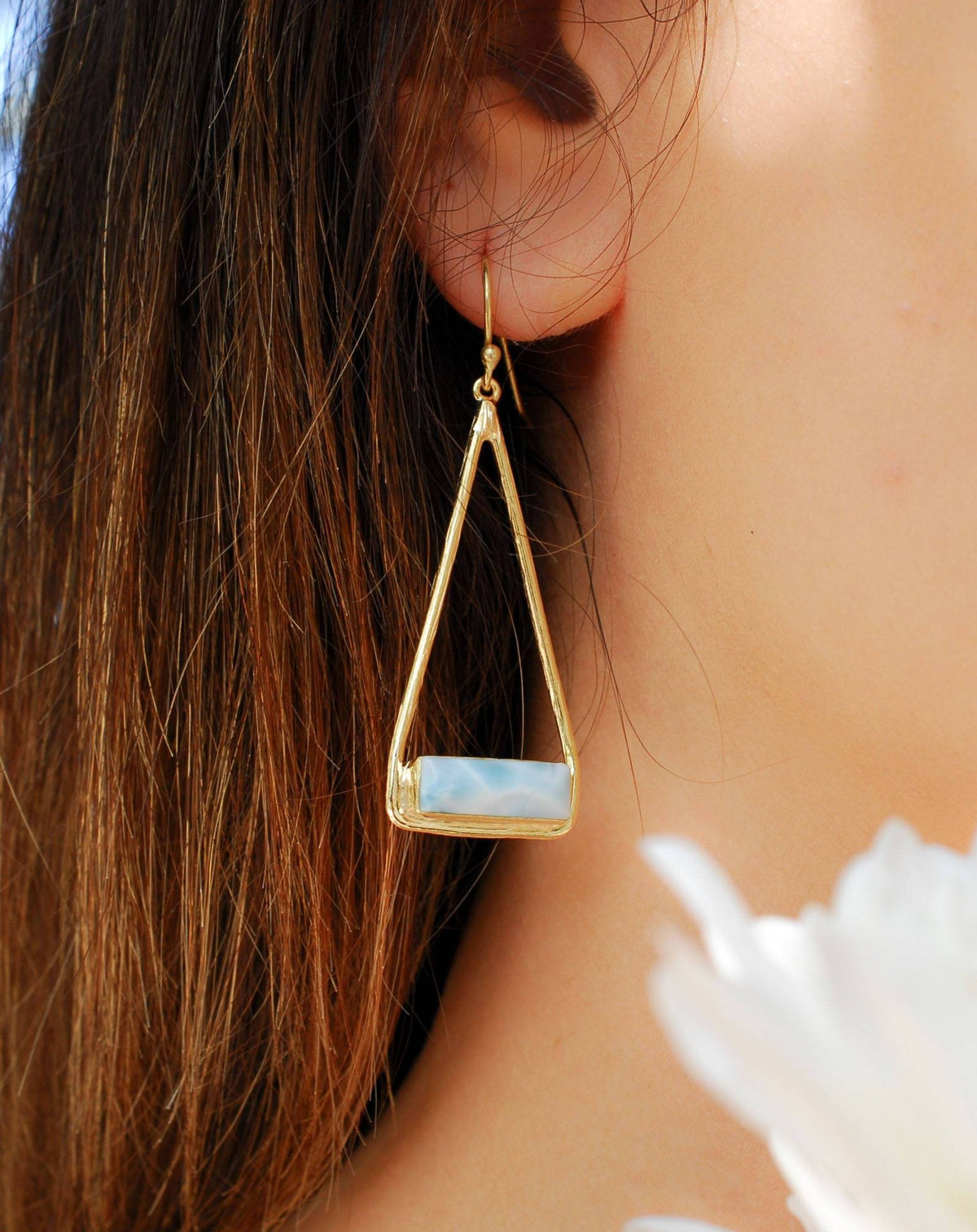 Marina Earrings * Larimar * Gold Plated 18k or Silver Plated * BJE008A