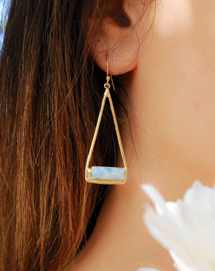 Marina Earrings * Larimar * Gold Plated 18k or Silver Plated * BJE008B