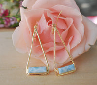 Marina Earrings * Larimar * Gold Plated 18k or Silver Plated * BJE008A