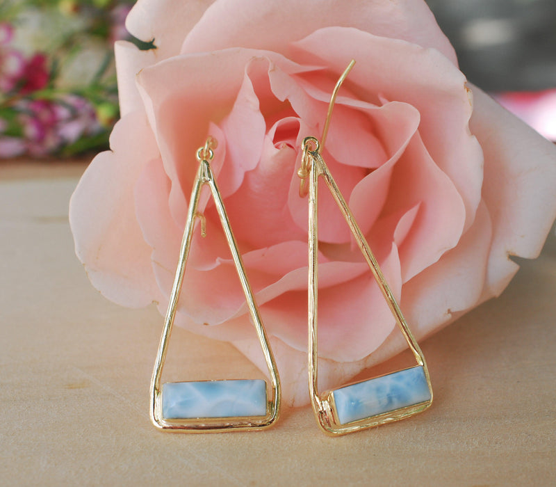 Marina Earrings * Larimar * Gold Plated 18k or Silver Plated * BJE008A