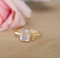 Rose Quartz Ring * Gold * Adjustable * Bridal * Wedding * Wrap * Boho * Jewelry *Gemstone *Mermaid *Pink* BJR096