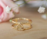 Yellow Topaz  Triangle Gold Vermeil Ring * Wedding * Engagement * Handmade * Statement * Bycila *Boho *Hippie * Bridal * Bridesmaid BJR086