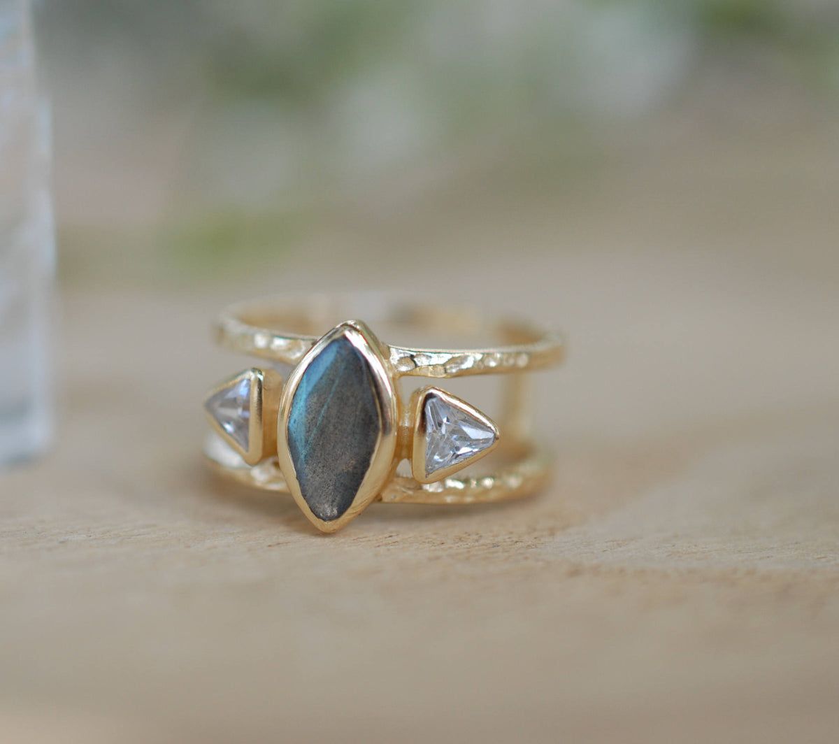 Labradorite & White Topaz Ring * Gold Vermeil Ring * Statement Ring *Gemstone Ring * Labradorite * Bridal Ring *Wedding Ring  * BJR146