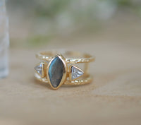 Labradorite & White Topaz Ring * Gold Vermeil Ring * Statement Ring *Gemstone Ring * Labradorite * Bridal Ring *Wedding Ring  * BJR146