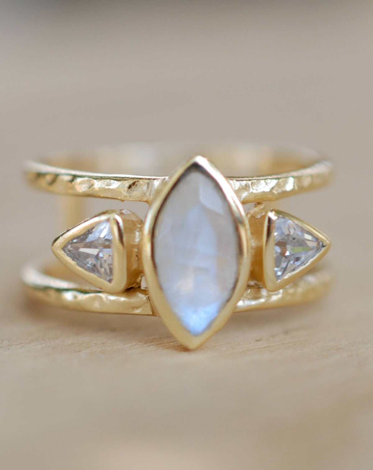 Moonstone & White Topaz Ring * Gold Vermeil Ring * Statement Ring *Gemstone Ring * Labradorite * Bridal Ring *Wedding Ring  * BJR149