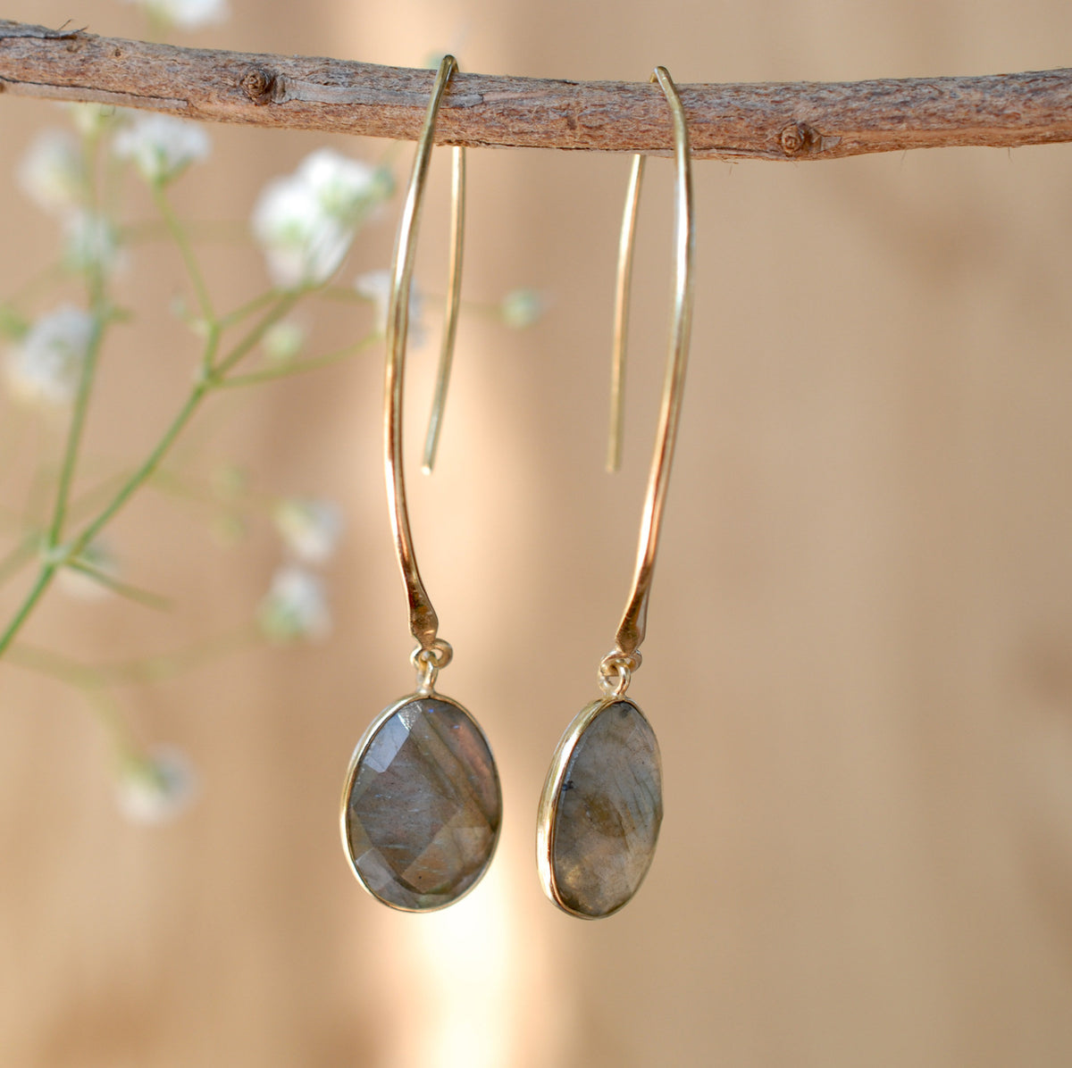 Camila Earrings * Labradorite * Gold Plated 18k * BJE084