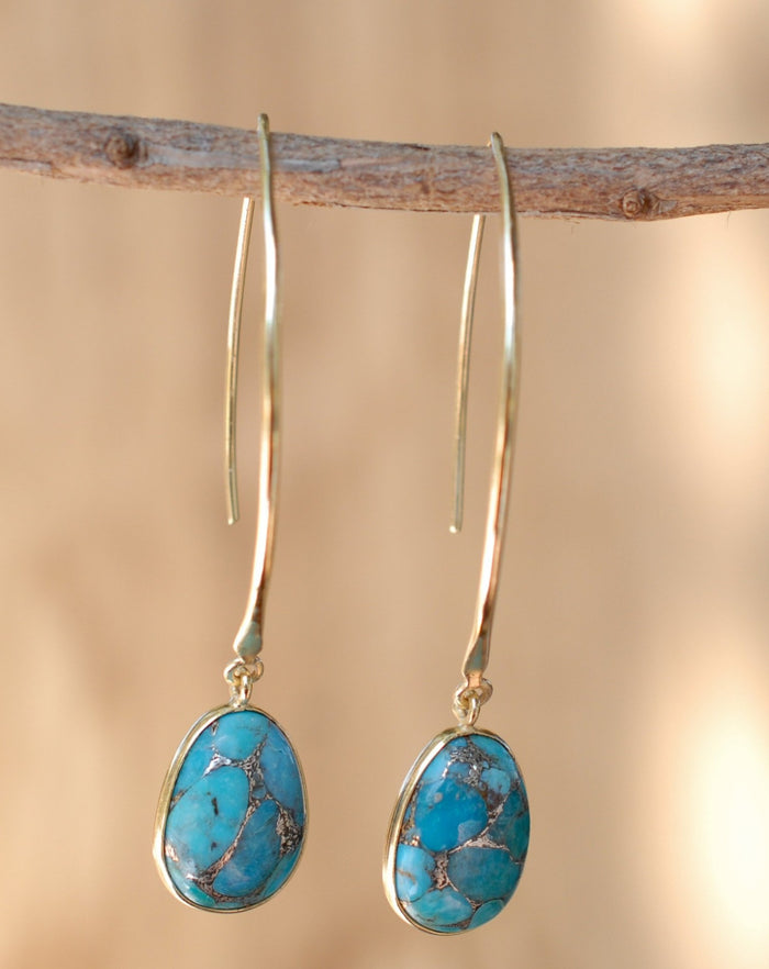 Camila Earrings * Copper Turquoise * Gold Plated 18k * BJE086