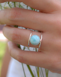 Larimar Ring * Sterling Silver Ring * Statement Ring * Gemstone Ring * Blue Stone * Bridal Ring * Wedding Ring * Organic Ring * BJR010