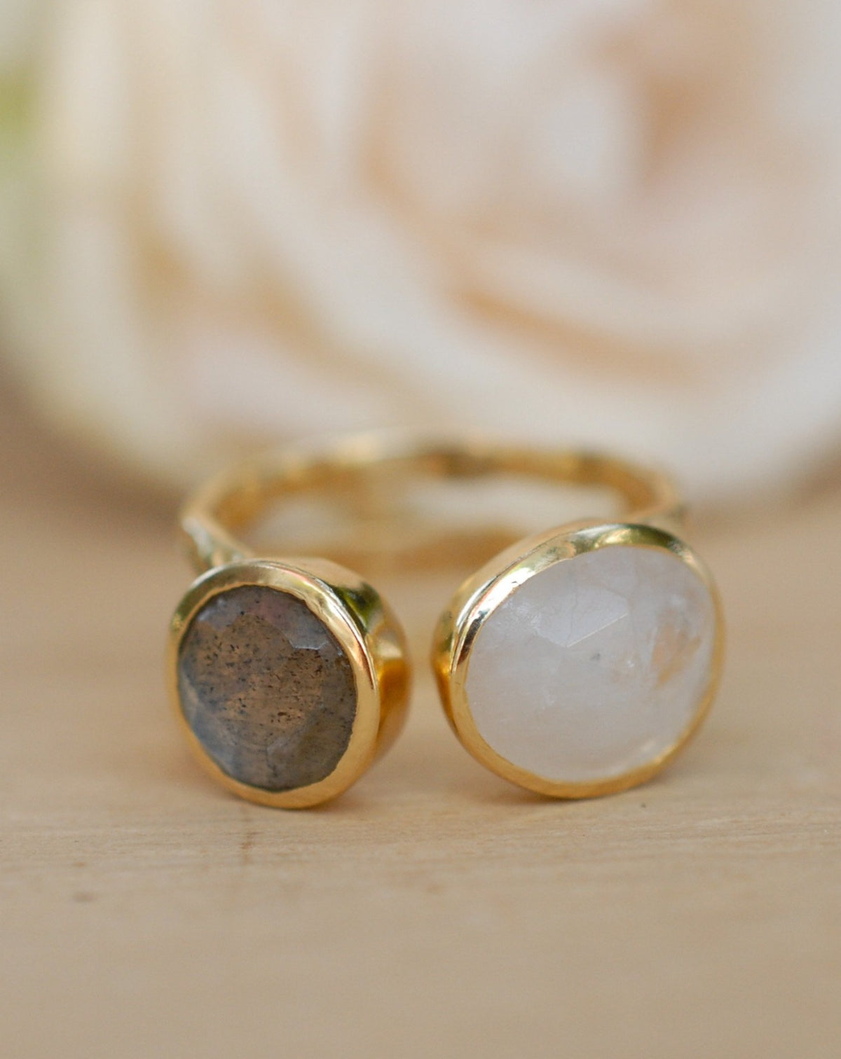 Labradorite Ring * Moonstone Gold Ring * Statement Ring * Gemstone Ring * Pink * Bridal Ring * Wedding Ring * Organic Ring * Natural*BJR089