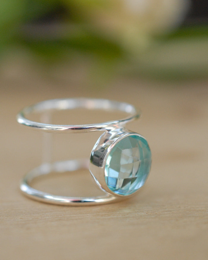 SALE Blue Topaz Ring * Sterling Silver Ring* Statement Ring *Gemstone Ring * Blue* Bridal Ring *Wedding Ring * Organic Ring * Natural*BJR020