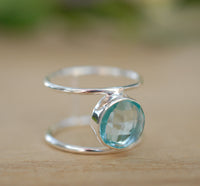 SALE Blue Topaz Ring * Sterling Silver Ring* Statement Ring *Gemstone Ring * Blue* Bridal Ring *Wedding Ring * Organic Ring * Natural*BJR020