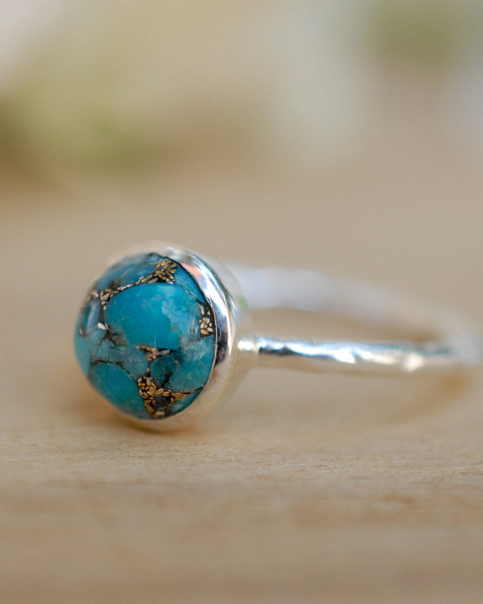 Turquoise Ring* Silver Ring * Boho Ring* Blue Ring * Gypsy Ring * Handmade * Hippie * Sterling Silver Ring * Copper Turquoise Jewelry BJR064