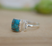 Copper Turquoise Ring * Sterling Silver 925 * Adjustable * Bridal * Wedding * Wrap * Boho * Jewelry *Gemstone *Mermaid *Blue* BJR095