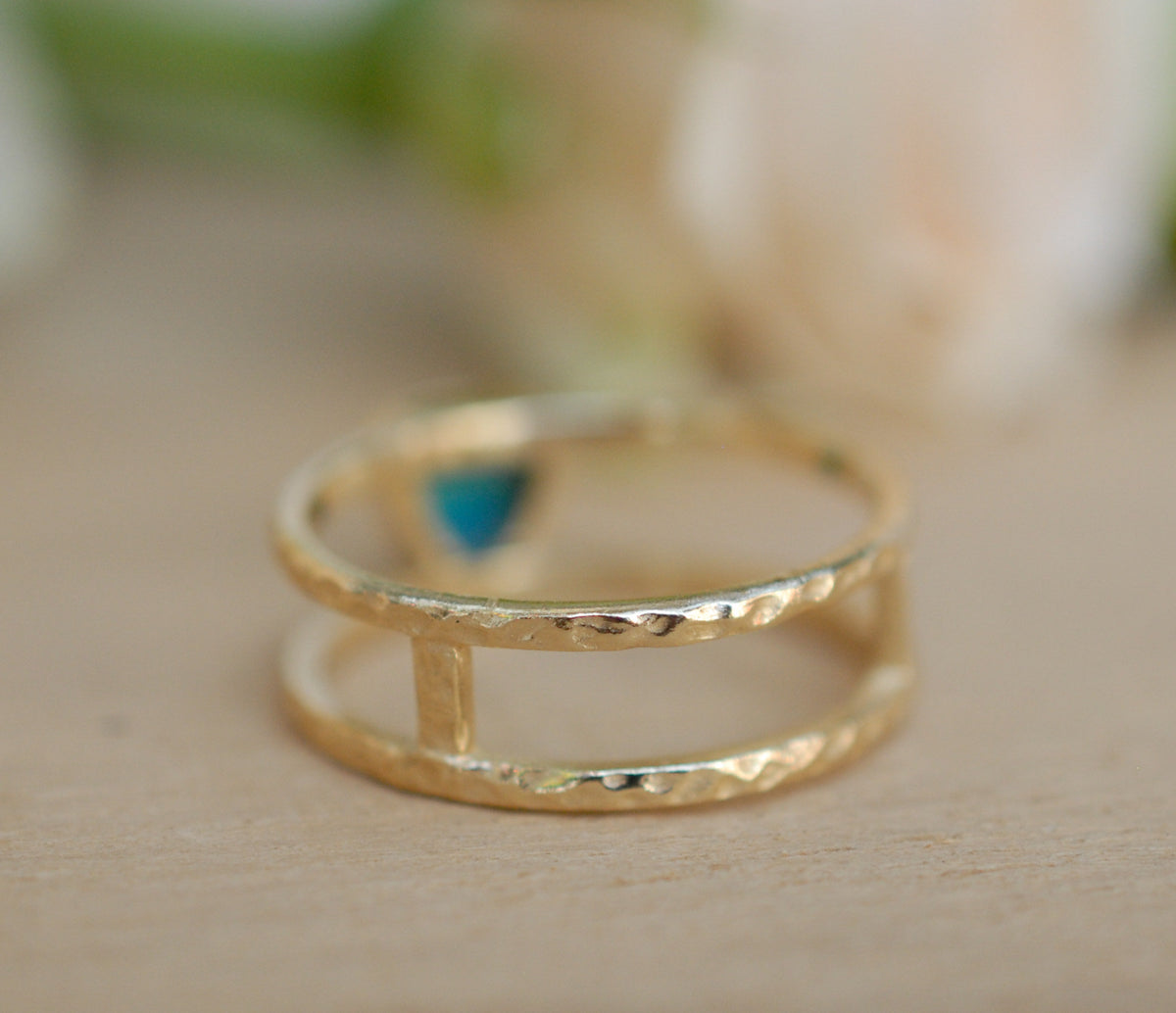 Copper Turquoise Ring * Triangle Gold* Statement * Gemstone * Turquoise Ring * Bridal *Wedding* Organic *Natural * Triangular BJR085