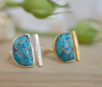 Copper Turquoise Ring * Adjustable Sterling Silver * Statement * Gemstone * Bridal * Wedding * Half Moon * Boho * Bohemian * Handmade*BJR115