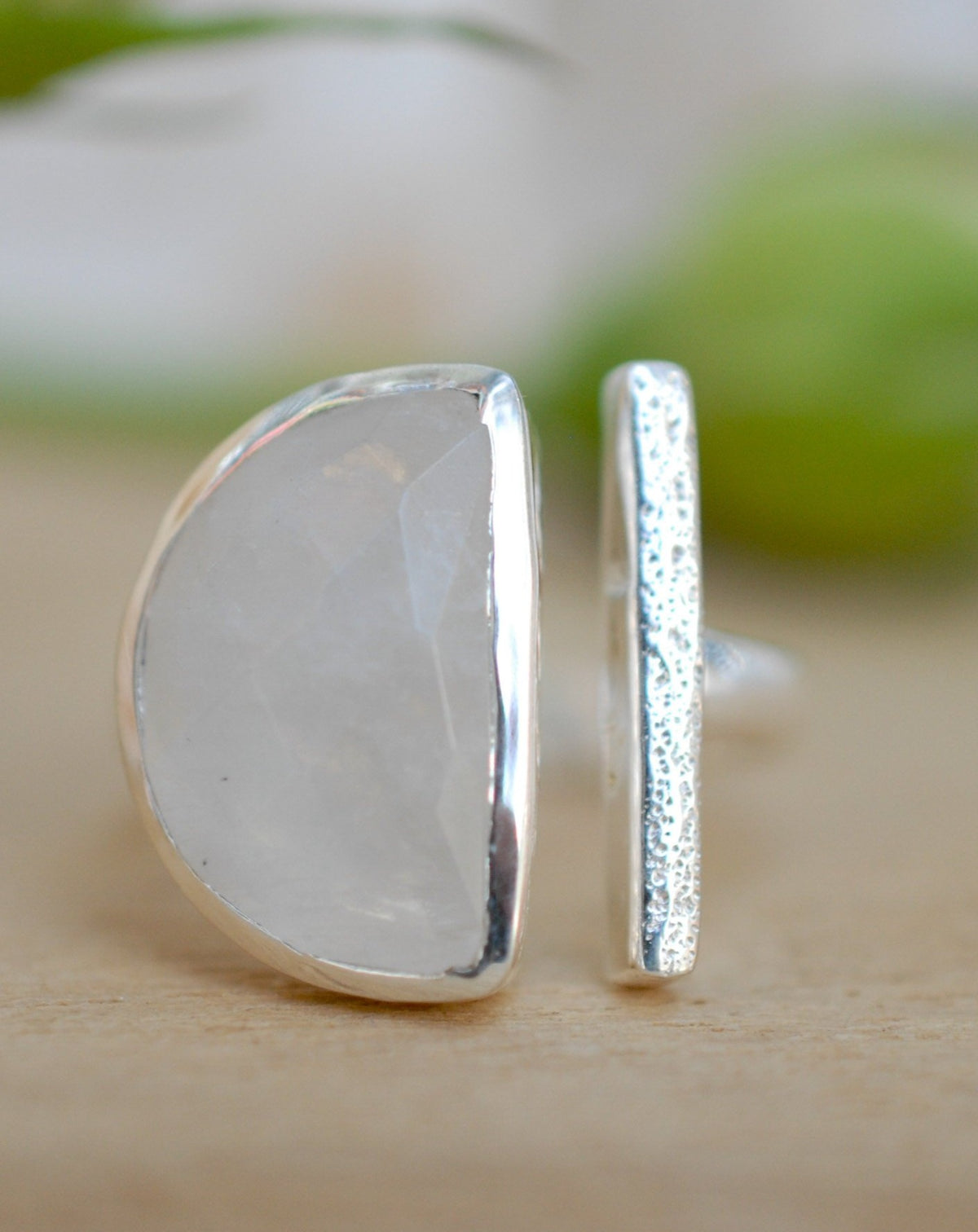 Moonstone Ring * Adjustable Sterling Silver * Statement * Gemstone * Bridal * Wedding * Half Moon * Boho * Bohemian * Handmade * BJR114