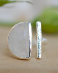Moonstone Ring * Adjustable Sterling Silver * Statement * Gemstone * Bridal * Wedding * Half Moon * Boho * Bohemian * Handmade * BJR114