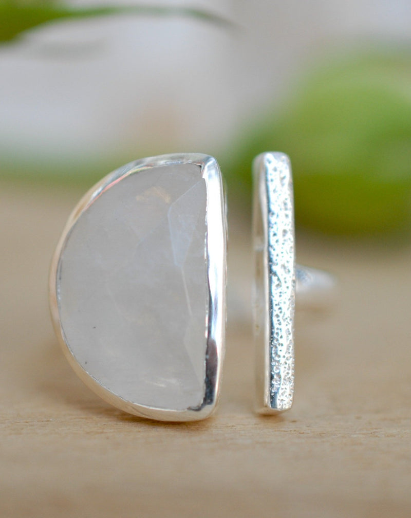 Moonstone Ring * Adjustable Sterling Silver * Statement * Gemstone * Bridal * Wedding * Half Moon * Boho * Bohemian * Handmade * BJR114