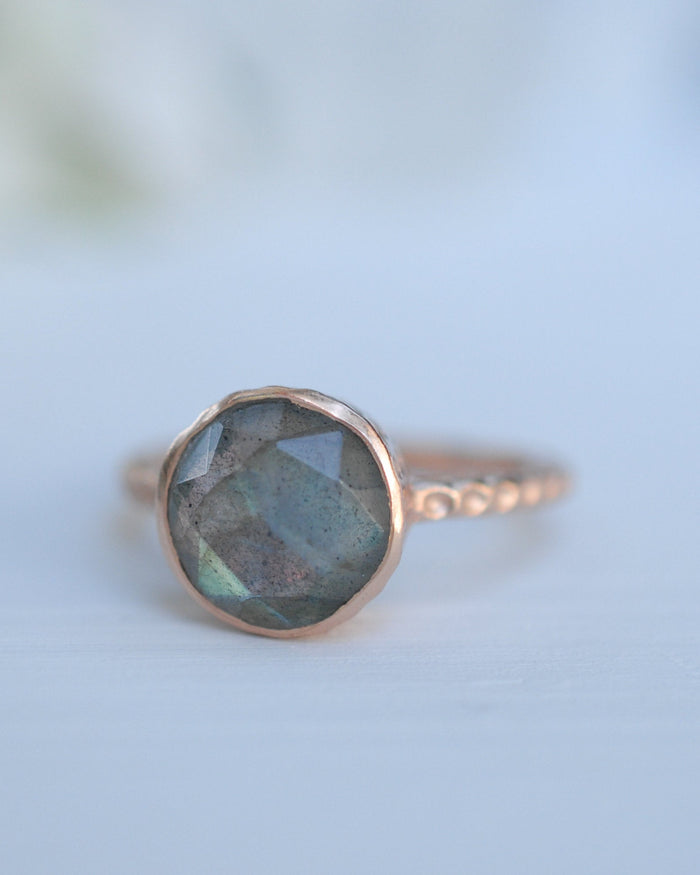 Rainbow Labradorite Rose Gold Ring * Boho * Organic * handmade * Gypsy * Bridesmaid* Solitaire * Bridal * BJR215