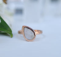 Rainbow Moonstone Rose Gold Ring * Boho * Organic * handmade * Gypsy * Bridesmaid* Solitaire * Tear Drop Ring *Bridal * BJR213