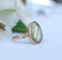 Rainbow Labradorite Rose Gold Ring * Boho * Organic * handmade * Gypsy * Bridesmaid* Solitaire * Bridal * Gift for her * BJR068