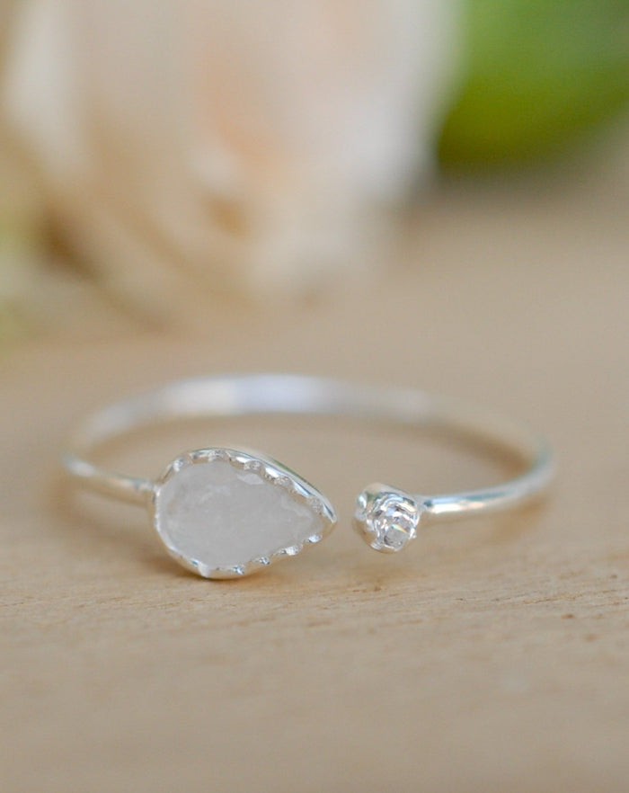 Moonstone Ring *Sterling Silver * Adjustable * Statement * Gemstone* White* Handmade*Gift for Her*June Birthstone BJR040