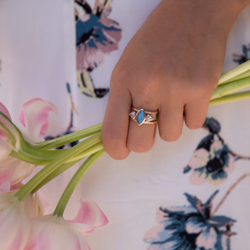Labradorite & White Topaz Ring * Rose Gold Plated Ring * Statement Ring *Gemstone Ring * Labradorite * Bridal Ring *Wedding Ring * BJR148