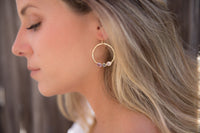 Rose Quartz, Labradorite & Amethyst * Earrings * Geometric * Empty Circle * Handmade Gemstone * Dangle * Gold * BJE099
