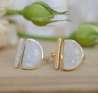 Moonstone Ring * Adjustable Sterling Silver * Statement * Gemstone * Bridal * Wedding * Half Moon * Boho * Bohemian * Handmade * BJR114