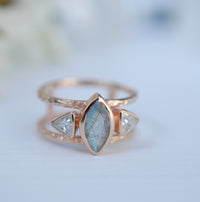 Labradorite & White Topaz Ring * Rose Gold Plated Ring * Statement Ring *Gemstone Ring * Labradorite * Bridal Ring *Wedding Ring * BJR148