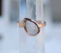 Rainbow Moonstone Rose Gold Ring * Boho * Organic * handmade * Gypsy * Bridesmaid* Solitaire * Tear Drop Ring *Bridal * BJR213