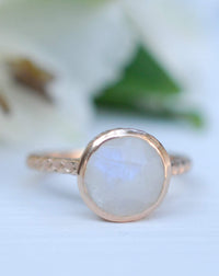 Rainbow Moonstone Rose Gold Ring * Boho * Organic * handmade * Gypsy * Bridesmaid* Solitaire * Bridal * BJR216