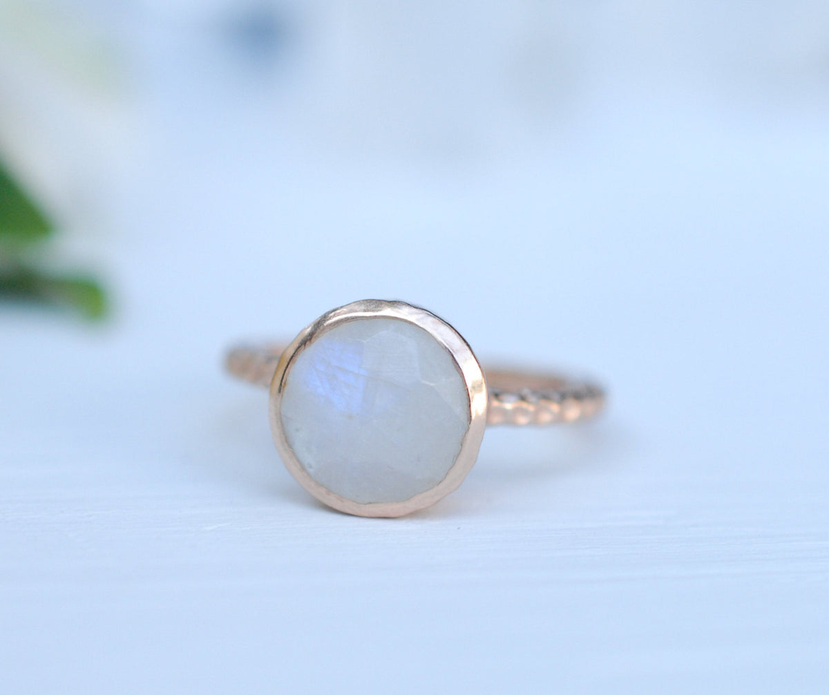 Rainbow Moonstone Rose Gold Ring * Boho * Organic * handmade * Gypsy * Bridesmaid* Solitaire * Bridal * BJR216