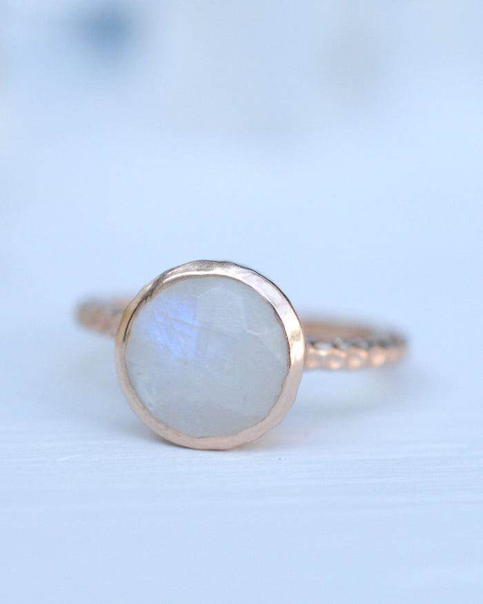Rainbow Moonstone Rose Gold Ring * Boho * Organic * handmade * Gypsy * Bridesmaid* Solitaire * Bridal * BJR216