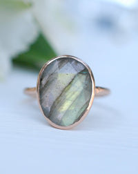 Rainbow Labradorite Rose Gold Ring * Boho * Organic * handmade * Gypsy * Bridesmaid* Solitaire * Bridal * Gift for her * BJR068