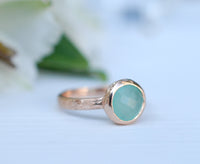 Aqua Chalcedony Rose Gold Ring * Boho * Organic * handmade * Gypsy * Bridesmaid* Solitaire * Bridal * BJR210