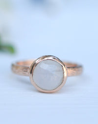 Rainbow Moonstone Rose Gold Ring * Boho * Organic * handmade * Gypsy * Bridesmaid* Solitaire * Bridal * BJR211