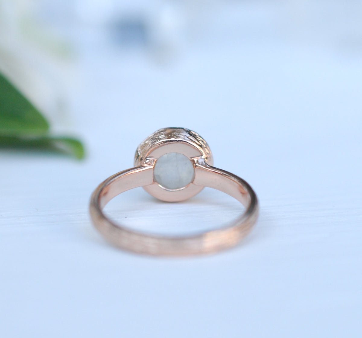 Rainbow Moonstone Rose Gold Ring * Boho * Organic * handmade * Gypsy * Bridesmaid* Solitaire * Bridal * BJR211