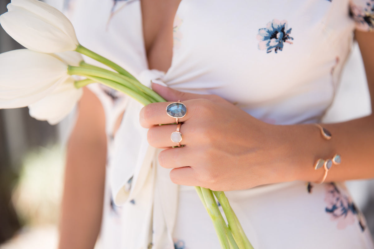 Rainbow Labradorite Rose Gold Ring * Boho * Organic * handmade * Gypsy * Bridesmaid* Solitaire * Bridal * Gift for her * BJR068