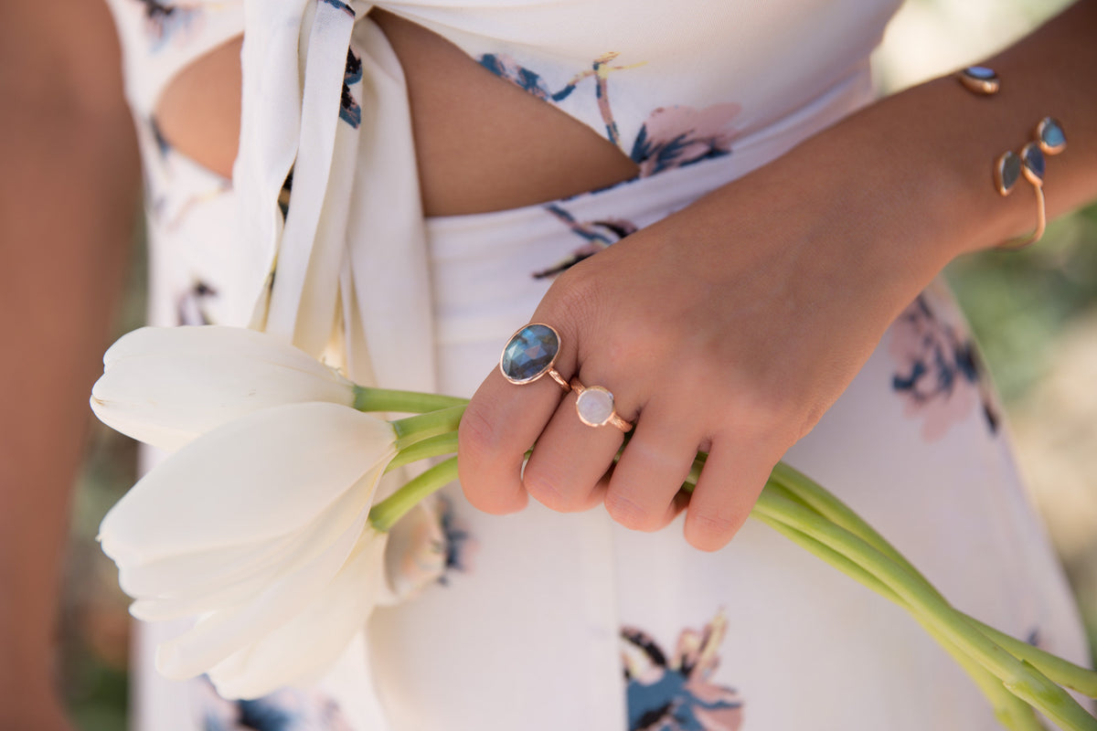 Rainbow Labradorite Rose Gold Ring * Boho * Organic * handmade * Gypsy * Bridesmaid* Solitaire * Bridal * Gift for her * BJR068