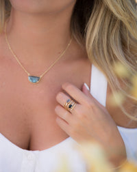 Celeste Half Moon Necklace * Labradorite * Gold Plated over Sterling Silver or Sterling Silver 925 * BJN007